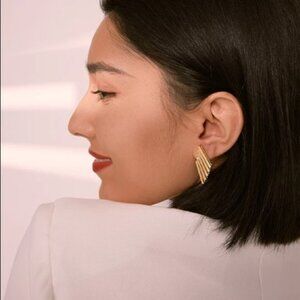 💛18K gold plated multi bar statement earrings